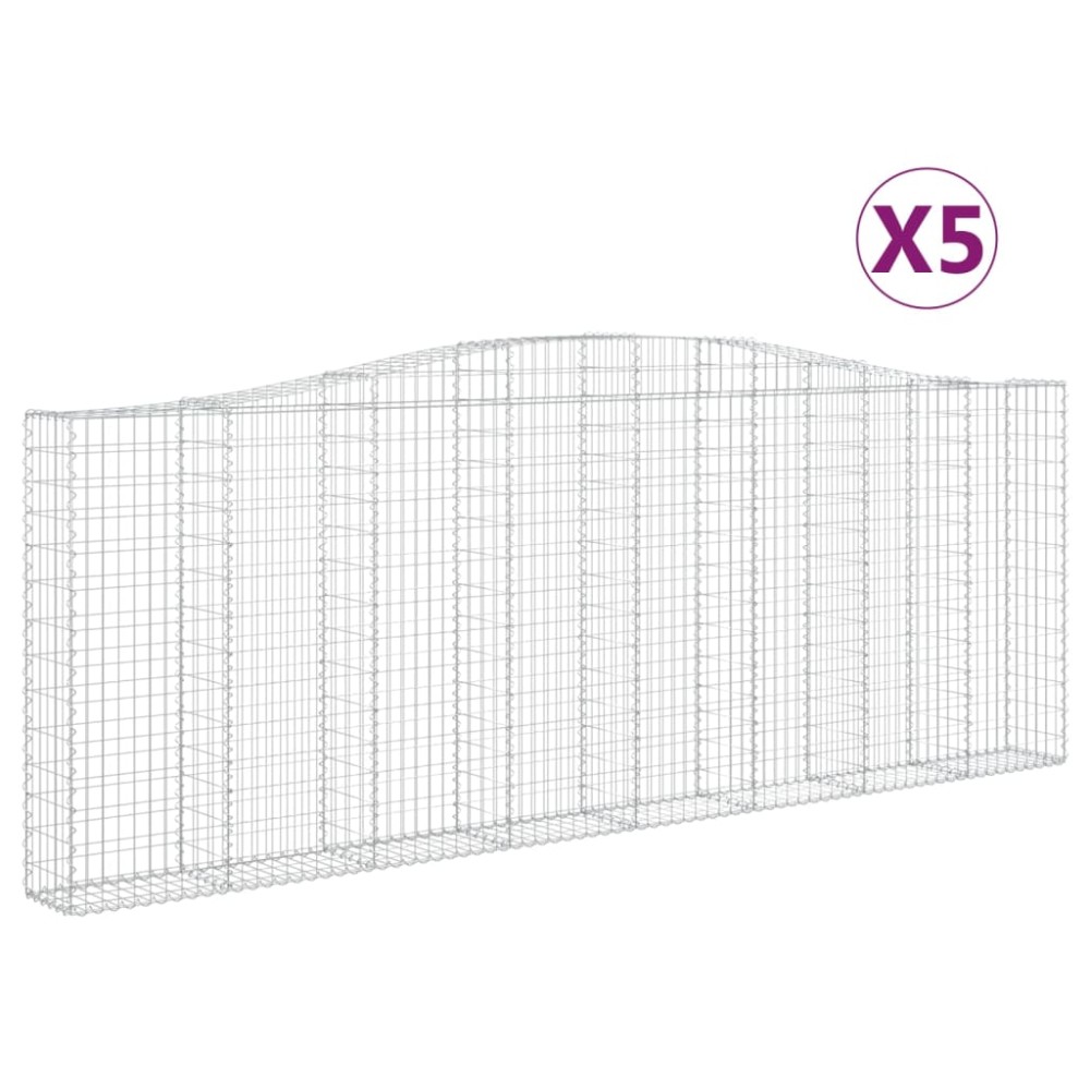 vidaXL Συρματοκιβώτια Τοξωτά 5 τεμ. 400x30x140/160 εκ. Γαλβαν. Ατσάλι