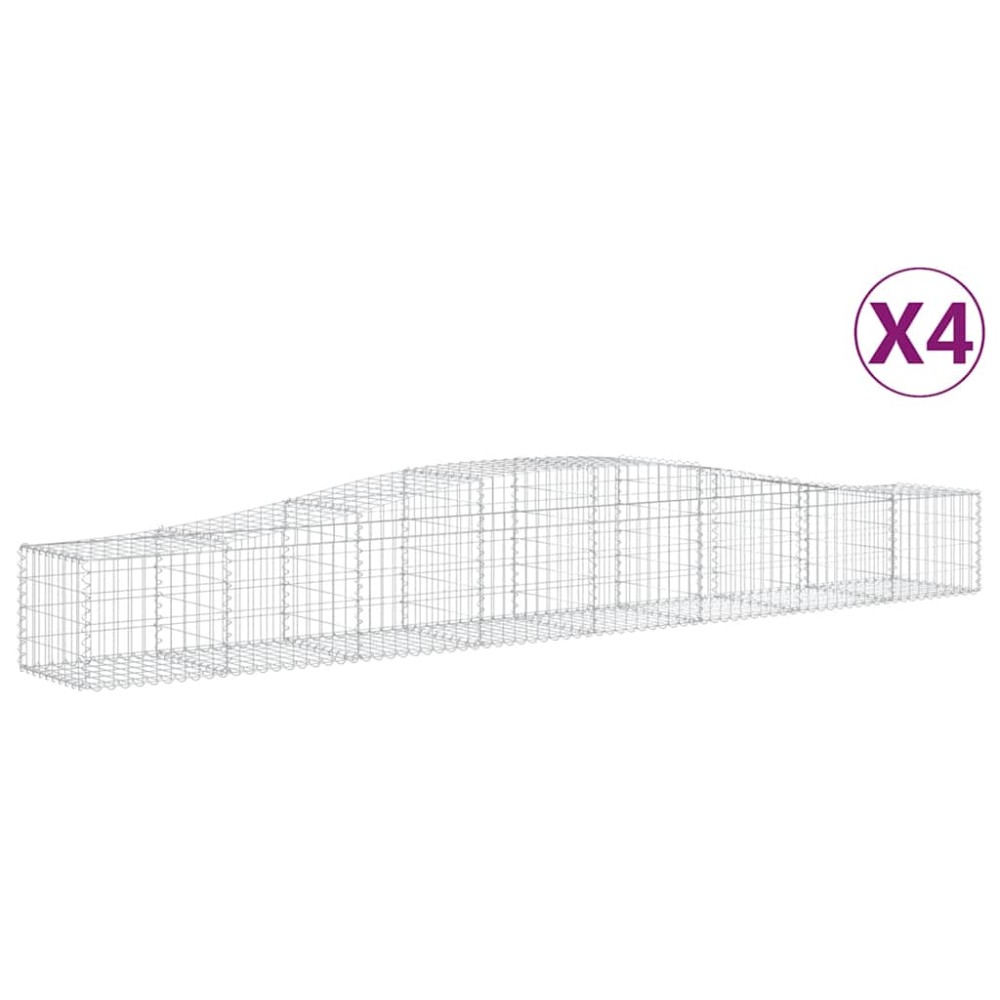 vidaXL Συρματοκιβώτια Τοξωτά 4 τεμ. 400x50x40/60 εκ. Γαλβαν. Ατσάλι