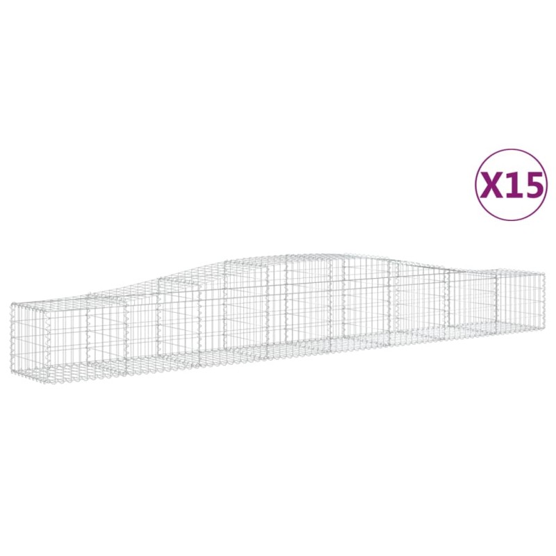 vidaXL Συρματοκιβώτια Τοξωτά 15 τεμ. 400x50x40/60 εκ. Γαλβαν. Ατσάλι