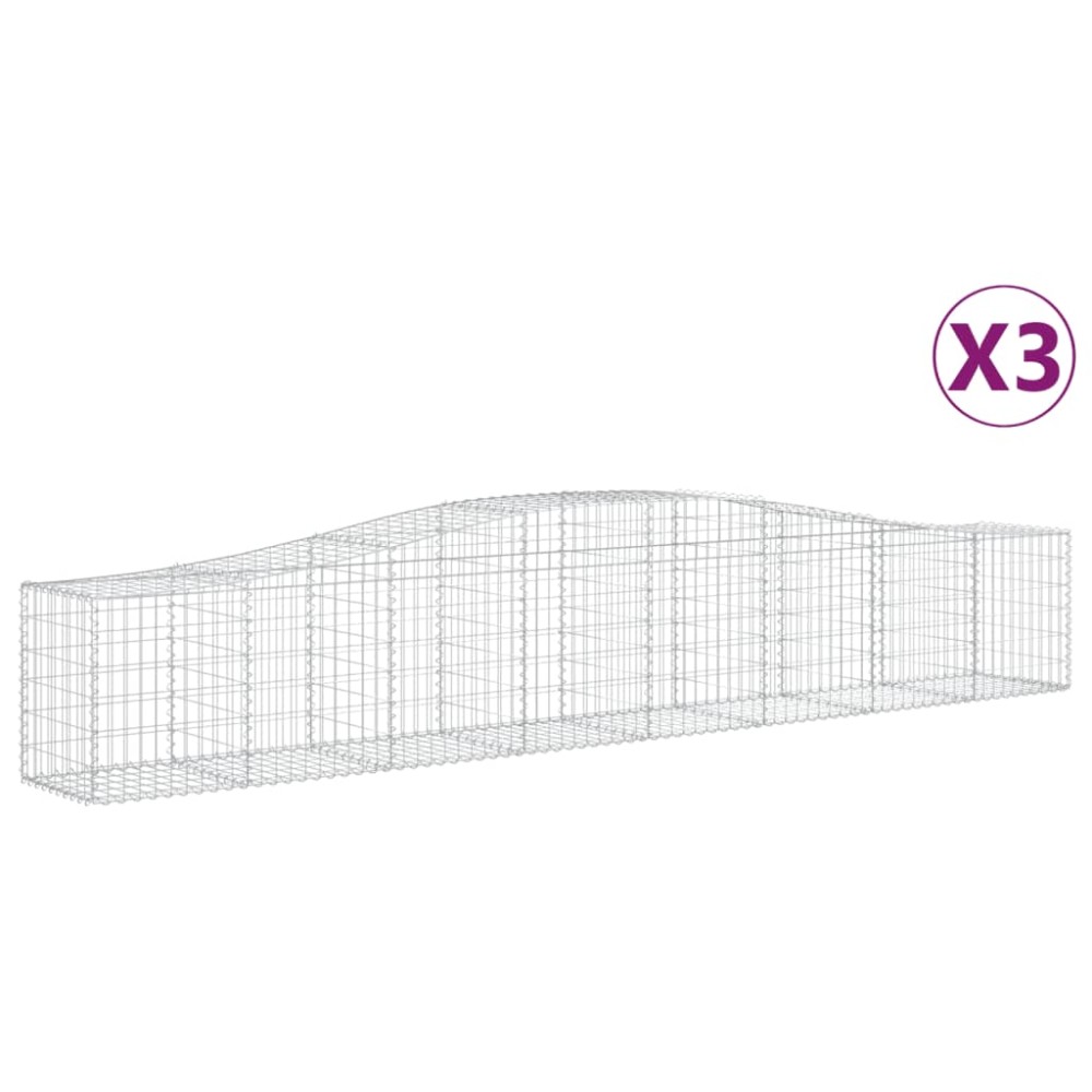 vidaXL Συρματοκιβώτια Τοξωτά 3 τεμ. 400x50x60/80 εκ. Γαλβαν. Ατσάλι