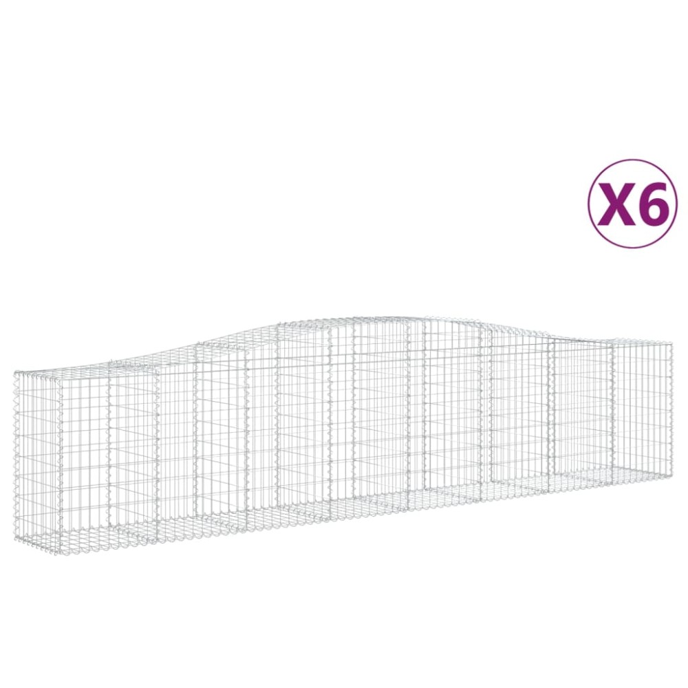 vidaXL Συρματοκιβώτια Τοξωτά 6 τεμ. 400x50x80/100 εκ. Γαλβαν. Ατσάλι
