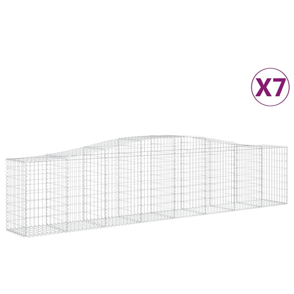 vidaXL Συρματοκιβώτια Τοξωτά 7 τεμ. 400x50x80/100 εκ. Γαλβαν. Ατσάλι