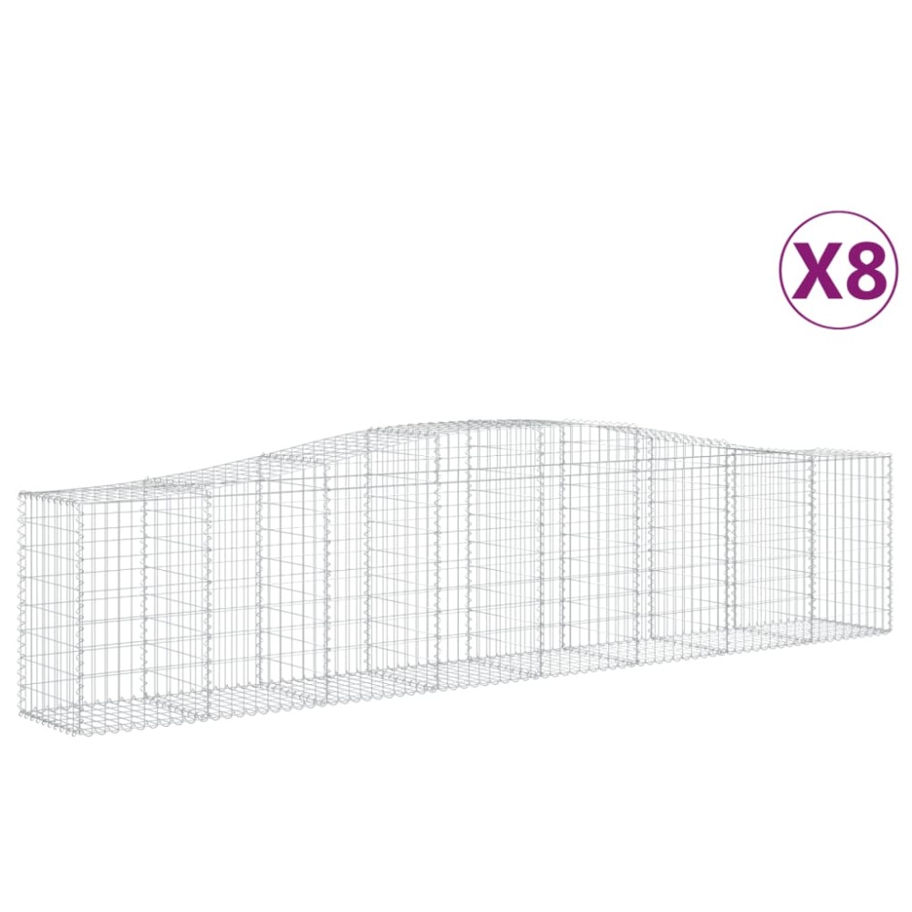 vidaXL Συρματοκιβώτια Τοξωτά 8 τεμ. 400x50x80/100 εκ. Γαλβαν. Ατσάλι