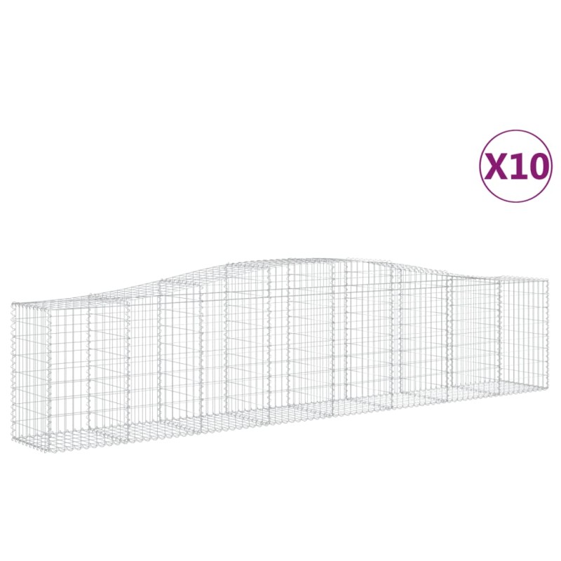 vidaXL Συρματοκιβώτια Τοξωτά 10 τεμ. 400x50x80/100 εκ. Γαλβαν. Ατσάλι