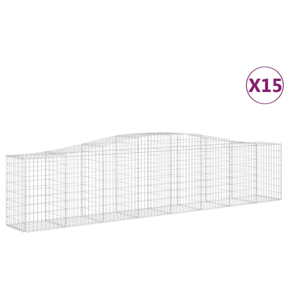 vidaXL Συρματοκιβώτια Τοξωτά 15 τεμ. 400x50x80/100 εκ. Γαλβαν. Ατσάλι