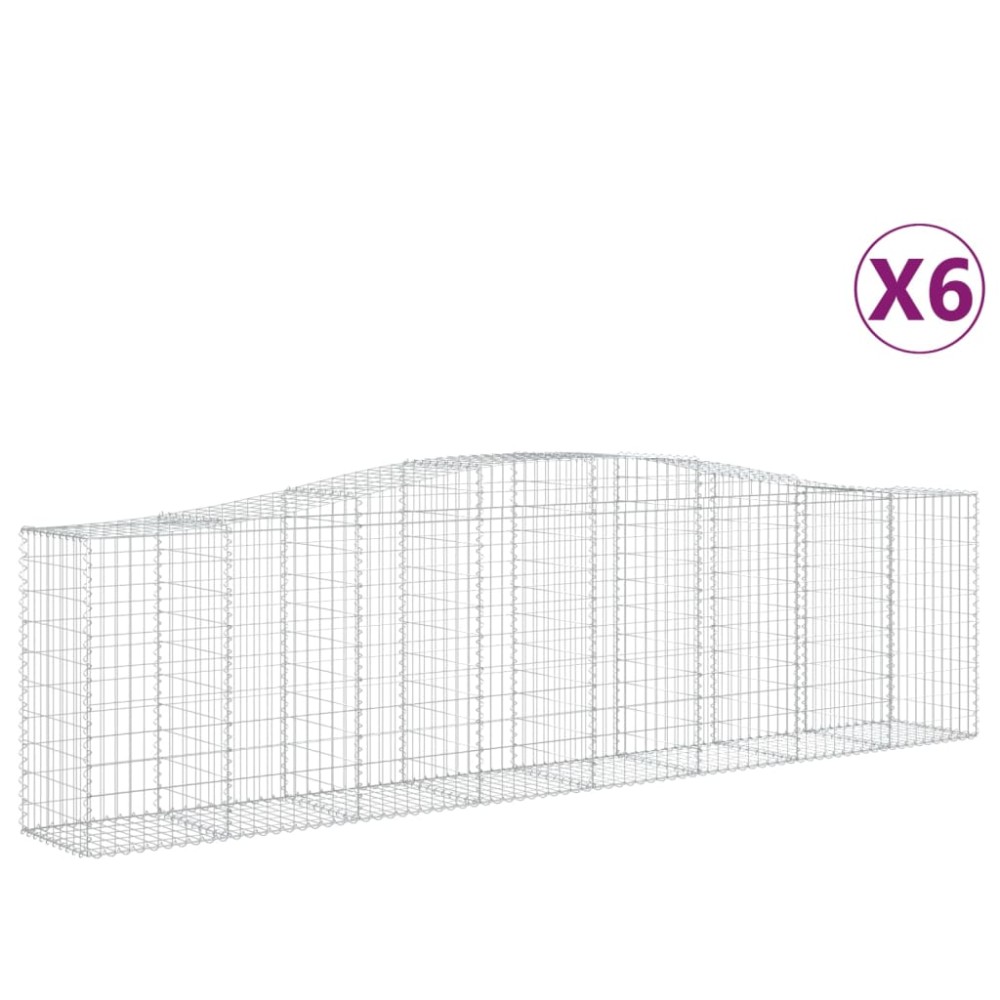vidaXL Συρματοκιβώτια Τοξωτά 6 τεμ. 400x50x100/120 εκ. Γαλβαν. Ατσάλι