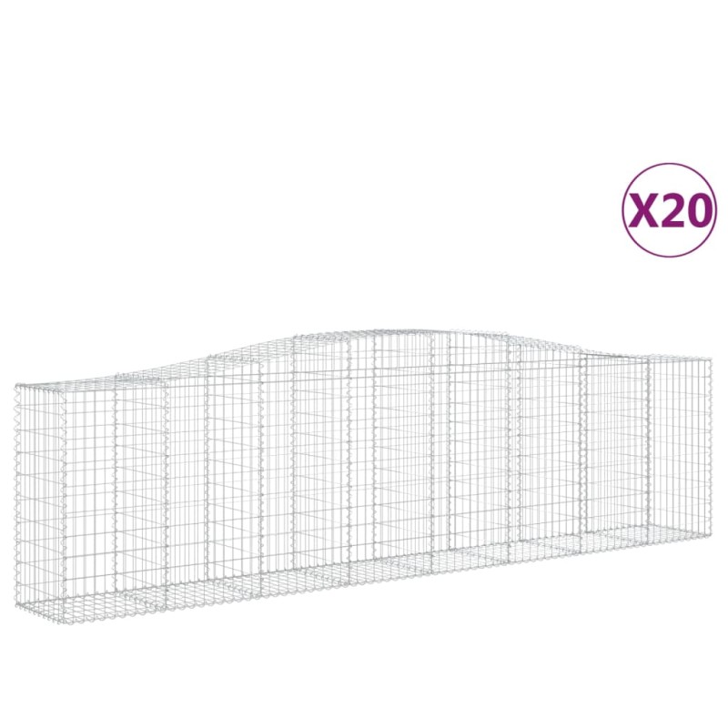 vidaXL Συρματοκιβώτια Τοξωτά 20 τεμ. 400x50x100/120 εκ. Γαλβαν. Ατσάλι
