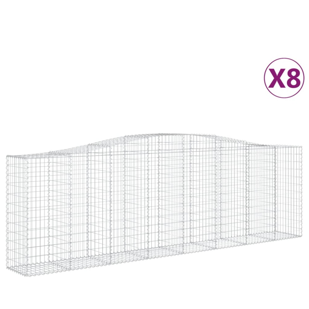 vidaXL Συρματοκιβώτια Τοξωτά 8 τεμ. 400x50x120/140 εκ. Γαλβαν. Ατσάλι