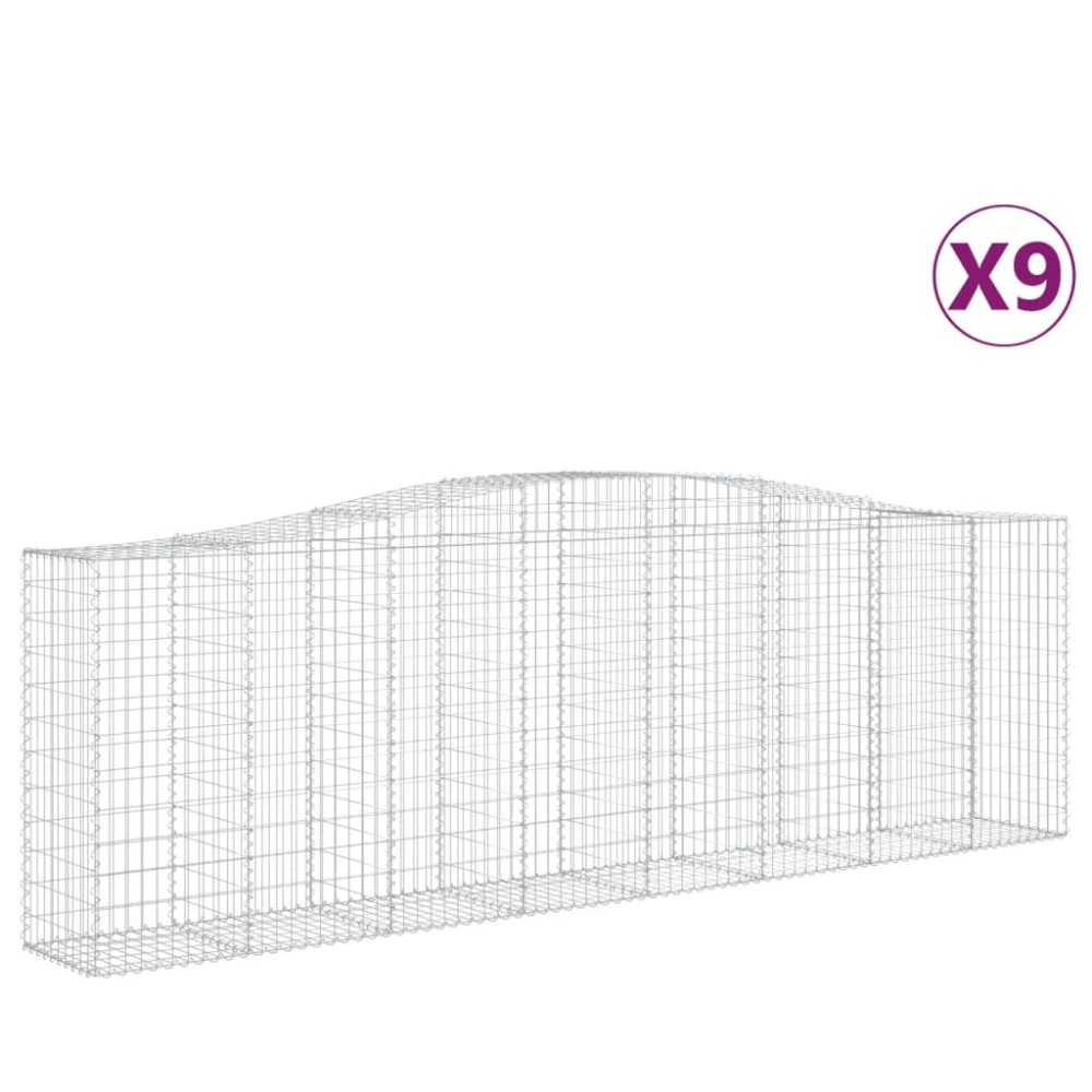 vidaXL Συρματοκιβώτια Τοξωτά 9 τεμ. 400x50x120/140 εκ. Γαλβαν. Ατσάλι