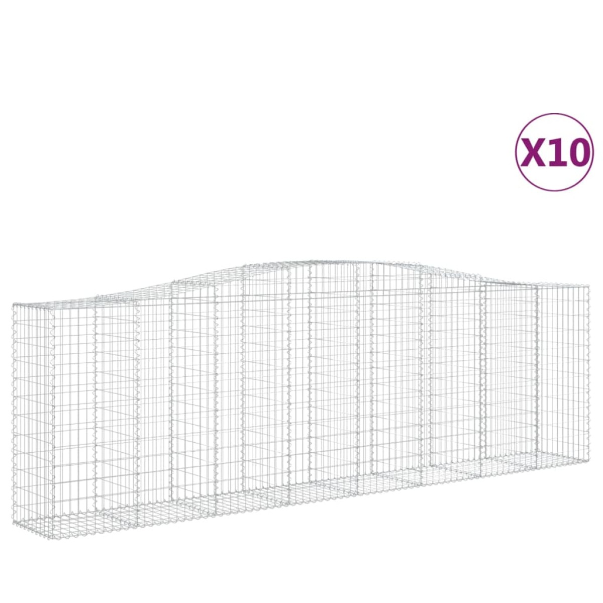 vidaXL Συρματοκιβώτια Τοξωτά 10 τεμ. 400x50x120/140 εκ. Γαλβαν. Ατσάλι