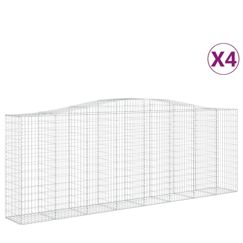 vidaXL Συρματοκιβώτια Τοξωτά 4 τεμ. 400x50x140/160 εκ. Γαλβαν. Ατσάλι