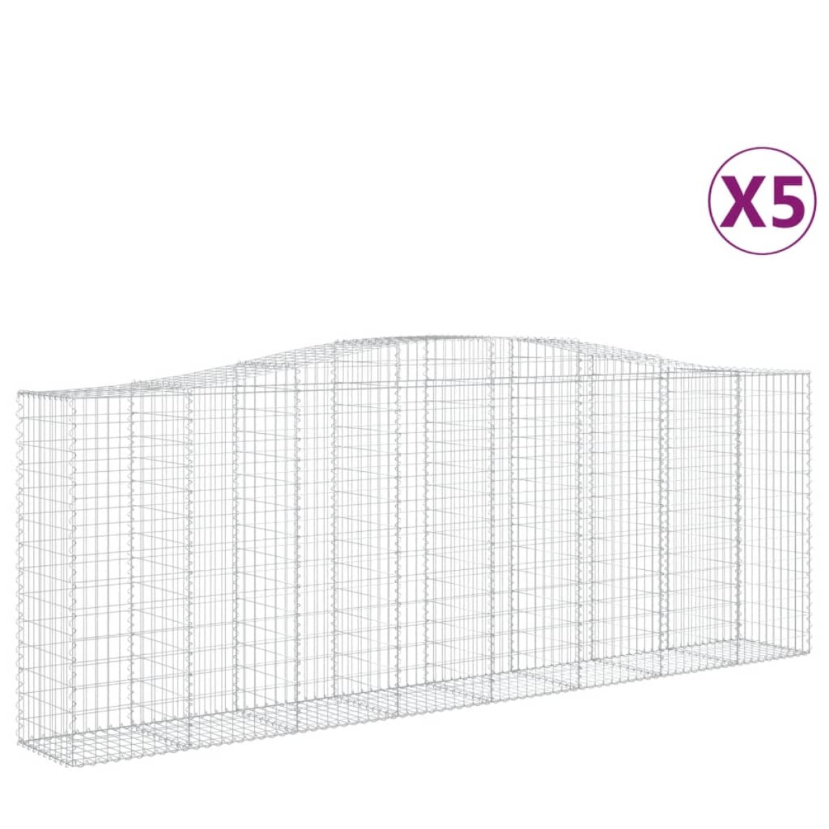 vidaXL Συρματοκιβώτια Τοξωτά 5 τεμ. 400x50x140/160 εκ. Γαλβαν. Ατσάλι