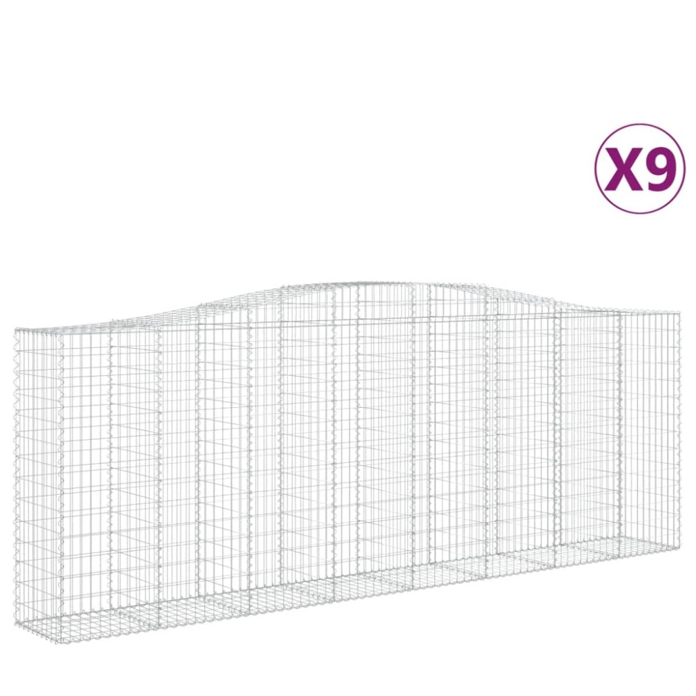 vidaXL Συρματοκιβώτια Τοξωτά 9 τεμ. 400x50x140/160 εκ. Γαλβαν. Ατσάλι
