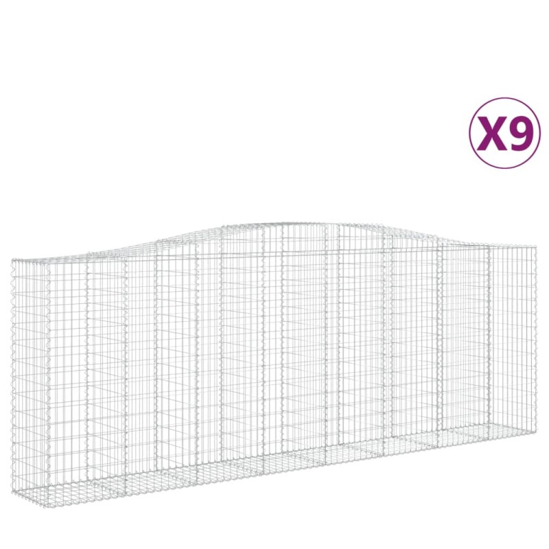 vidaXL Συρματοκιβώτια Τοξωτά 9 τεμ. 400x50x140/160 εκ. Γαλβαν. Ατσάλι