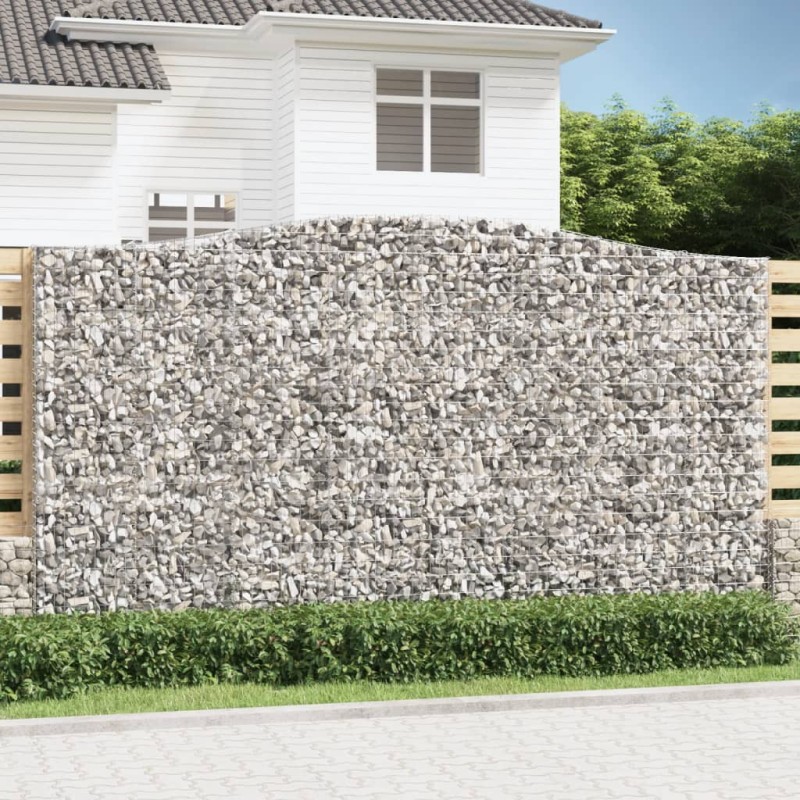 vidaXL Συρματοκιβώτια Τοξωτά 2 τεμ. 400x50x220/240 εκ. Γαλβαν. Ατσάλι