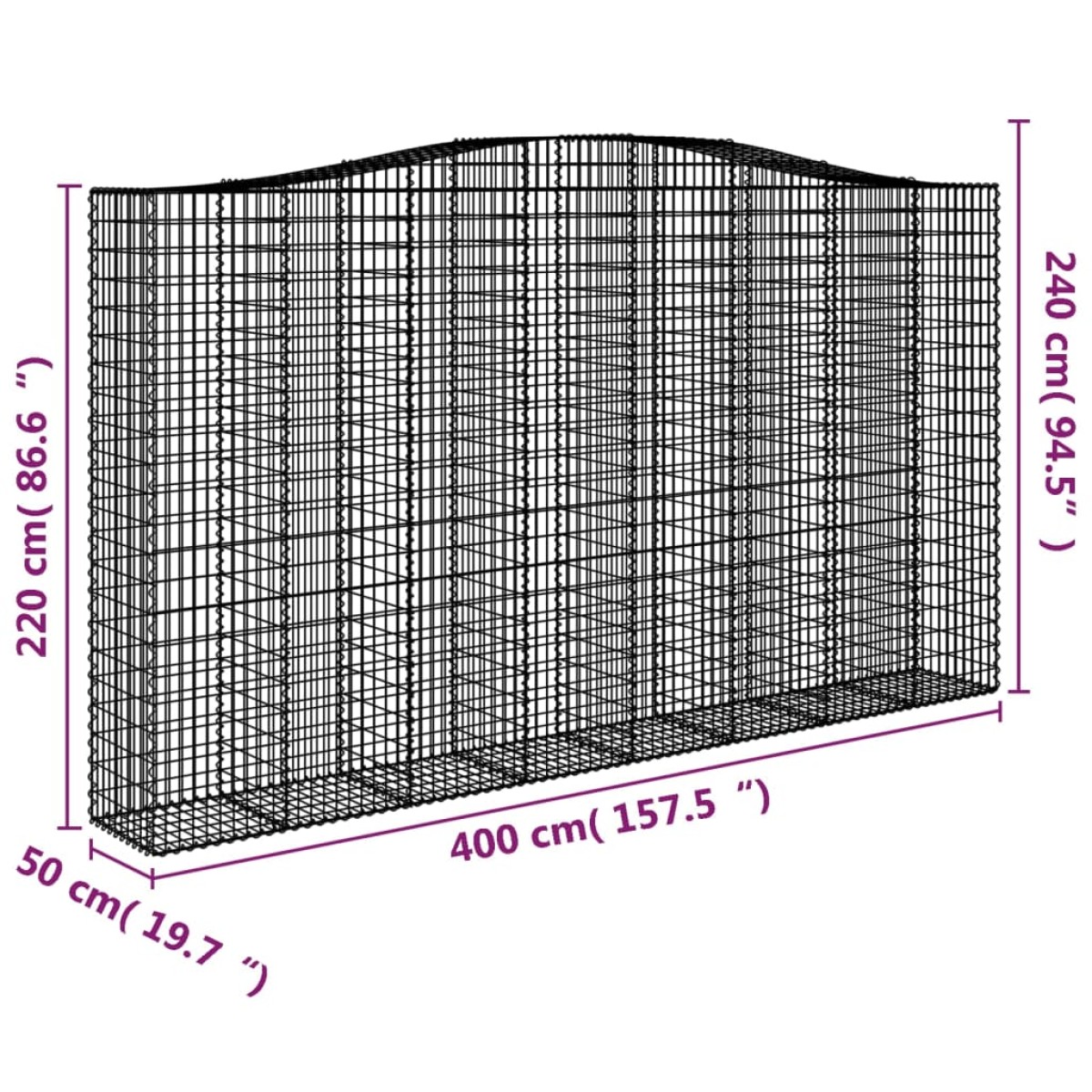 vidaXL Συρματοκιβώτια Τοξωτά 5 τεμ. 400x50x220/240 εκ. Γαλβαν. Ατσάλι