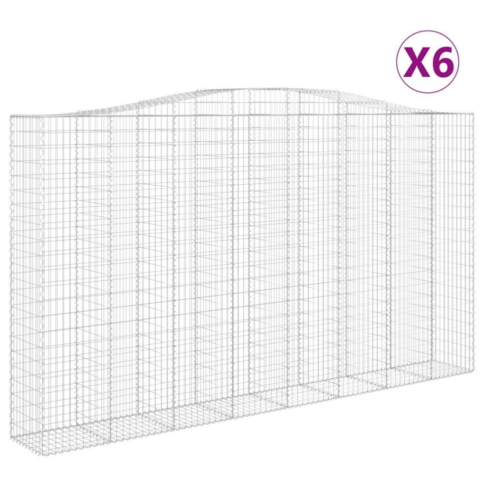 vidaXL Συρματοκιβώτια Τοξωτά 6 τεμ. 400x50x220/240 εκ. Γαλβαν. Ατσάλι