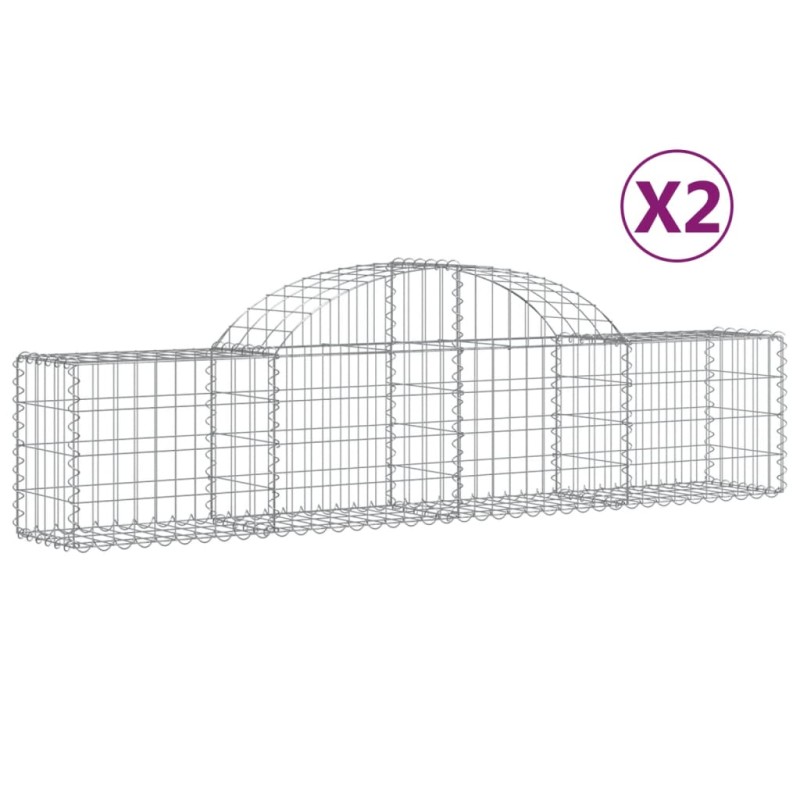 vidaXL Συρματοκιβώτια Τοξωτά 2 τεμ. 200x30x40/60 εκ. Γαλβαν. Ατσάλι