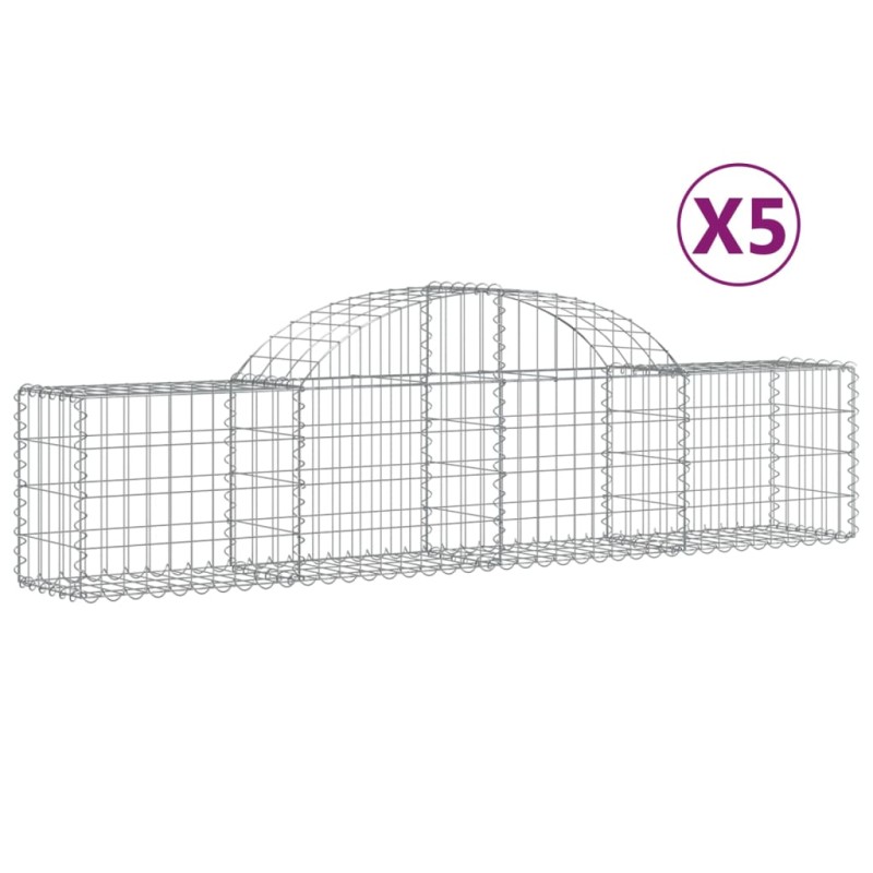 vidaXL Συρματοκιβώτια Τοξωτά 5 τεμ. 200x30x40/60 εκ. Γαλβαν. Ατσάλι