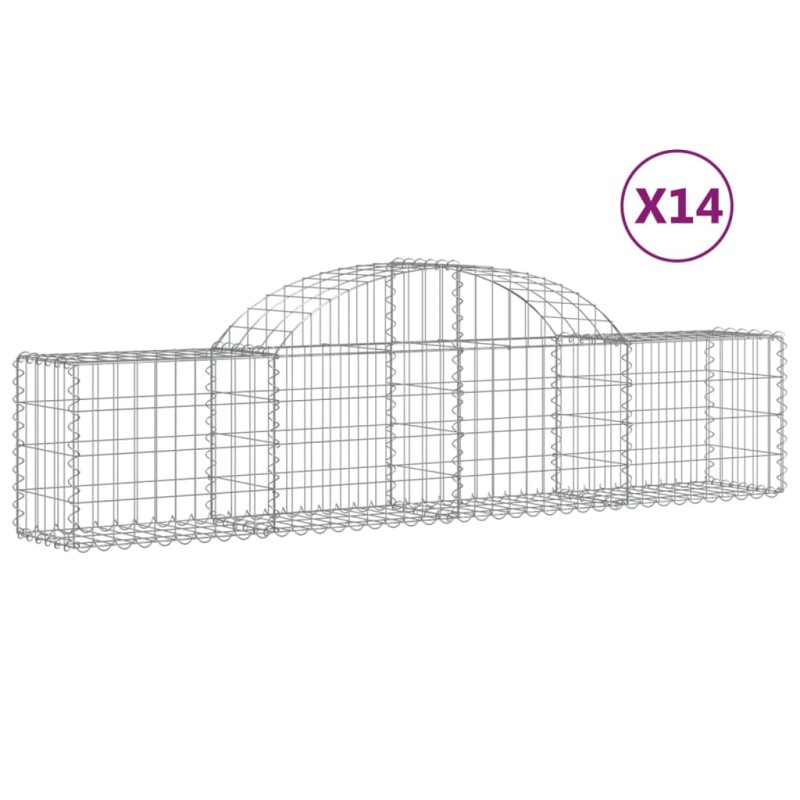 vidaXL Συρματοκιβώτια Τοξωτά 14 τεμ. 200x30x40/60 εκ. Γαλβαν. Ατσάλι