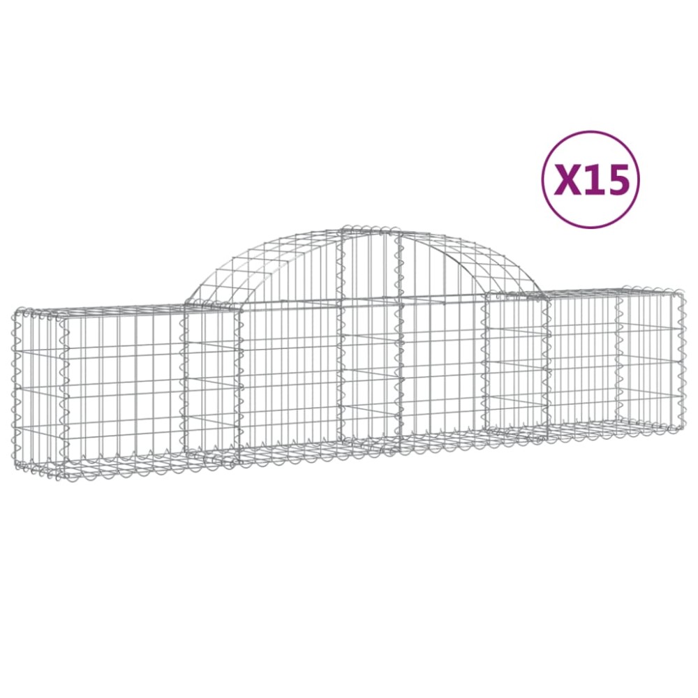 vidaXL Συρματοκιβώτια Τοξωτά 15 τεμ. 200x30x40/60 εκ. Γαλβαν. Ατσάλι