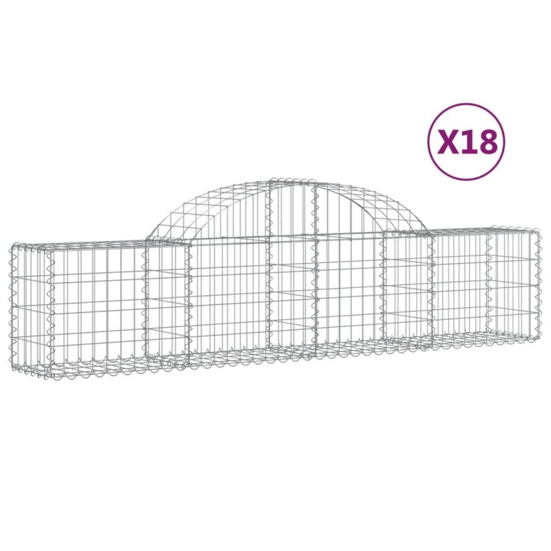 vidaXL Συρματοκιβώτια Τοξωτά 18 τεμ. 200x30x40/60 εκ. Γαλβαν. Ατσάλι