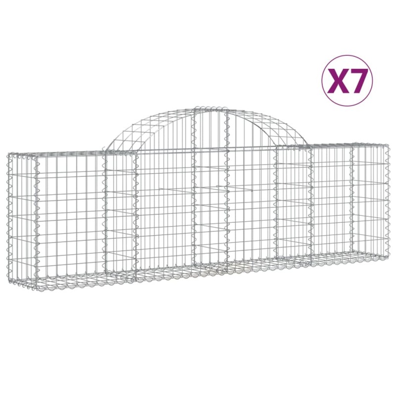 vidaXL Συρματοκιβώτια Τοξωτά 7 τεμ. 200x30x60/80 εκ. Γαλβαν. Ατσάλι