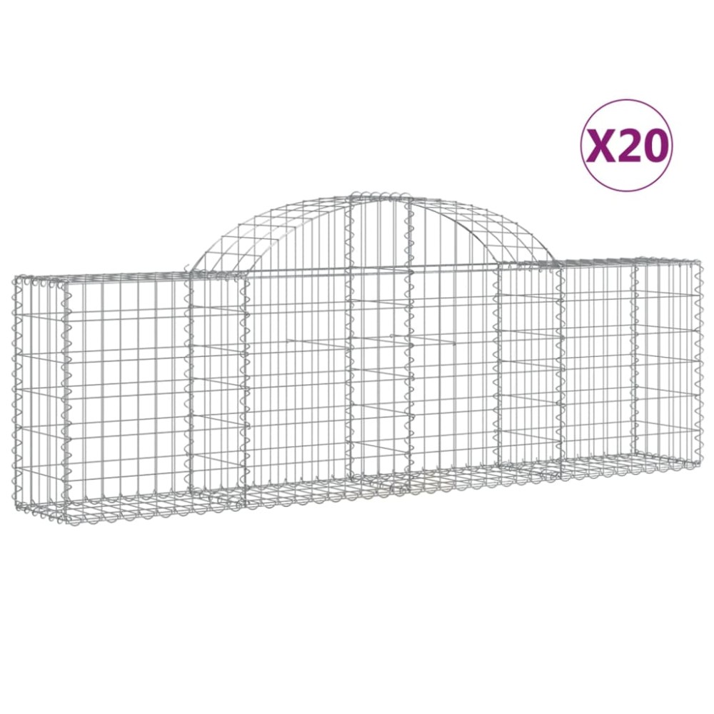 vidaXL Συρματοκιβώτια Τοξωτά 20 τεμ. 200x30x60/80 εκ. Γαλβαν. Ατσάλι