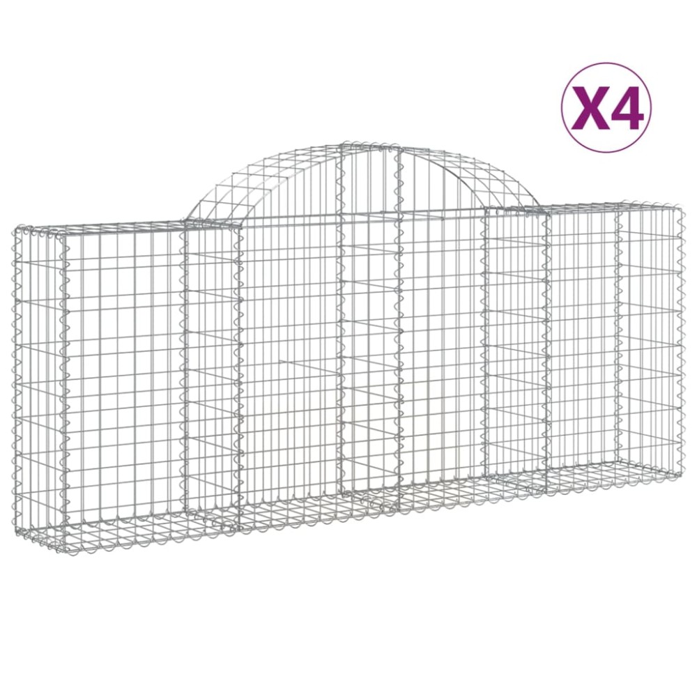 vidaXL Συρματοκιβώτια Τοξωτά 4 τεμ. 200x30x80/100 εκ. Γαλβαν. Ατσάλι