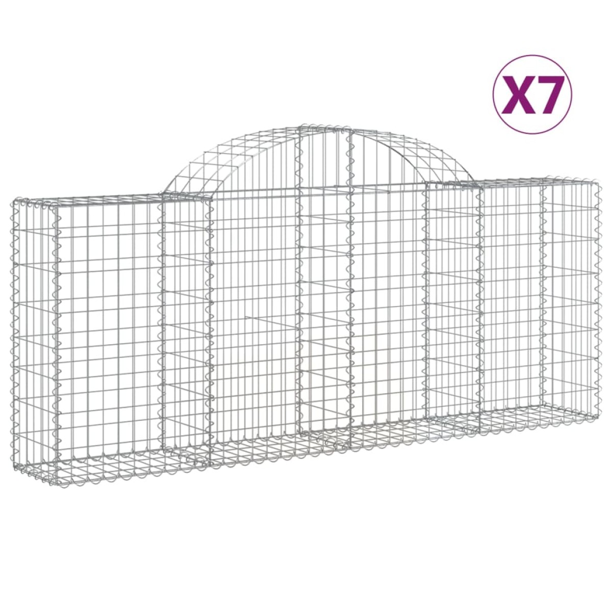 vidaXL Συρματοκιβώτια Τοξωτά 7 τεμ. 200x30x80/100 εκ. Γαλβαν. Ατσάλι