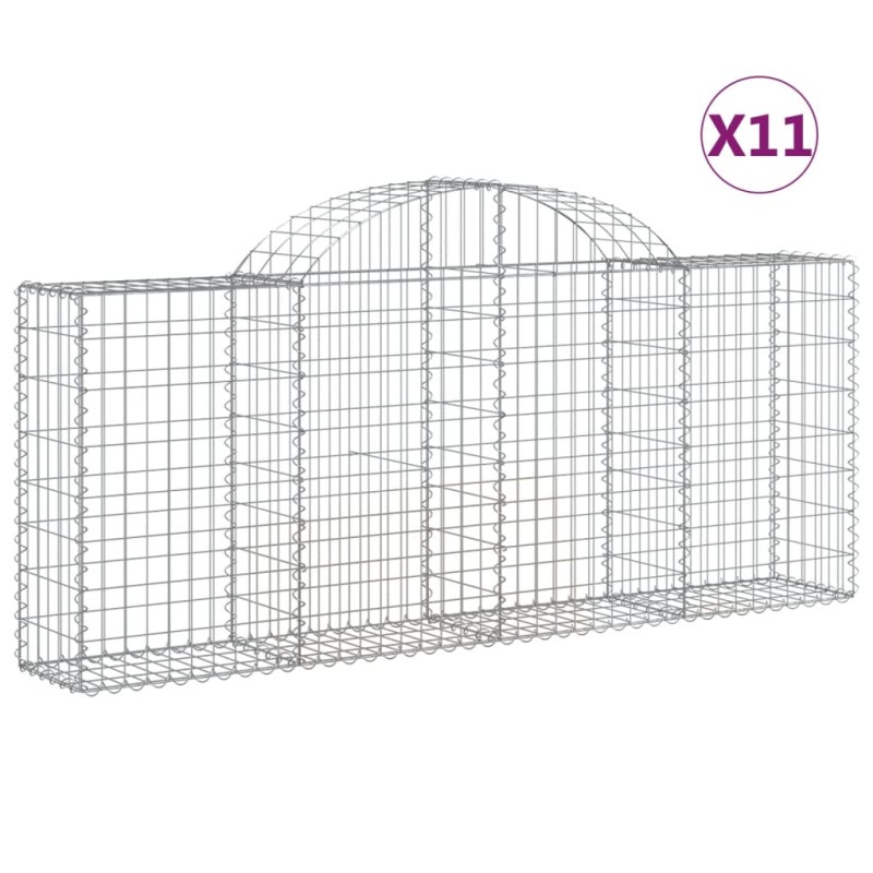 vidaXL Συρματοκιβώτια Τοξωτά 11 τεμ. 200x30x80/100 εκ. Γαλβαν. Ατσάλι