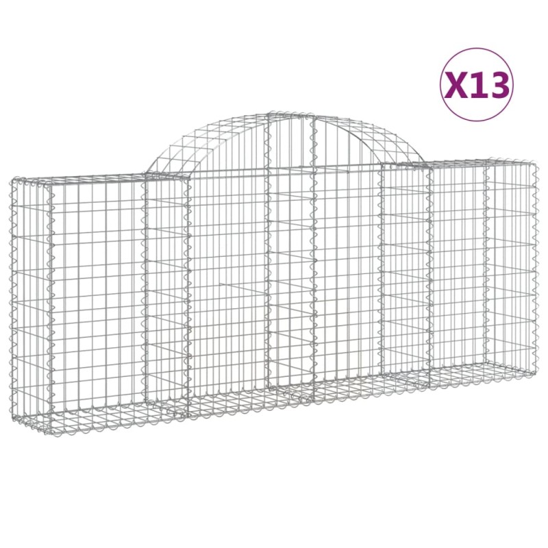 vidaXL Συρματοκιβώτια Τοξωτά 13 τεμ. 200x30x80/100 εκ. Γαλβαν. Ατσάλι