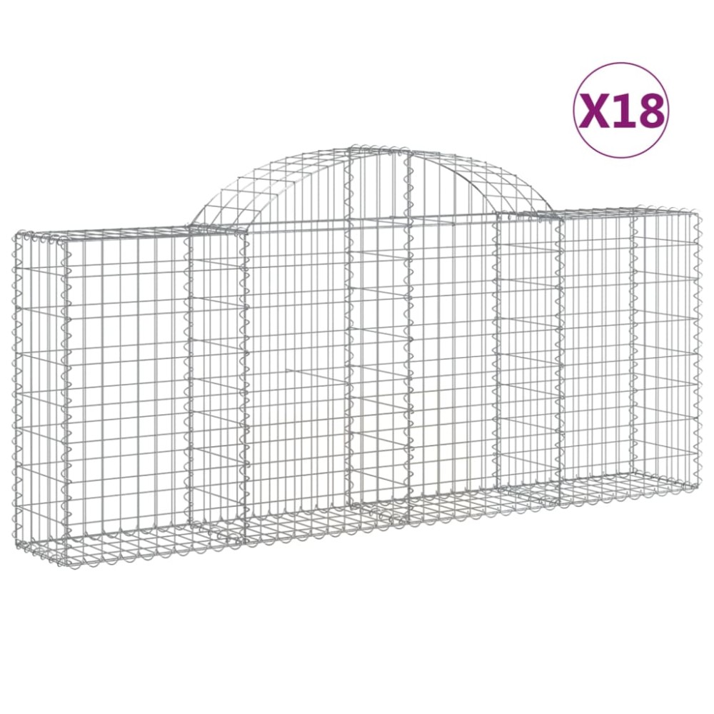 vidaXL Συρματοκιβώτια Τοξωτά 18 τεμ. 200x30x80/100 εκ. Γαλβαν. Ατσάλι