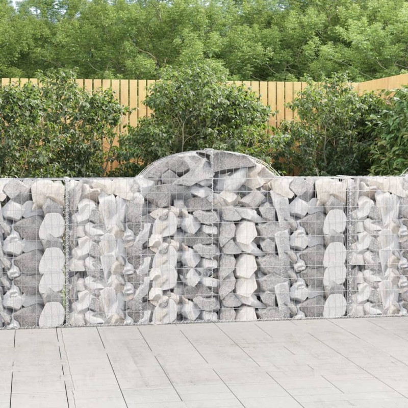 vidaXL Συρματοκιβώτια Τοξωτά 3 τεμ. 200x30x100/120 εκ. Γαλβαν. Ατσάλι