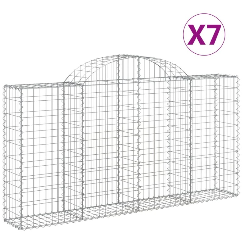vidaXL Συρματοκιβώτια Τοξωτά 7 τεμ. 200x30x100/120 εκ. Γαλβαν. Ατσάλι