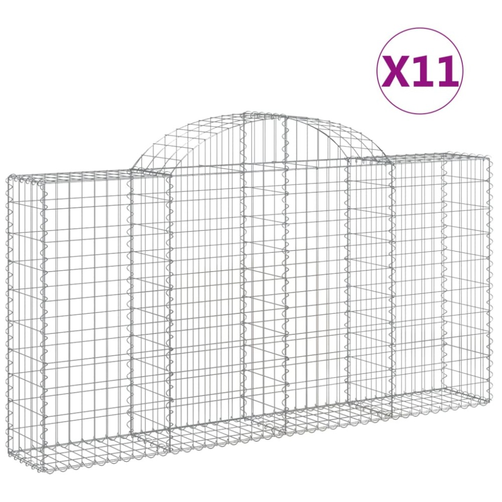 vidaXL Συρματοκιβώτια Τοξωτά 11 τεμ. 200x30x100/120 εκ. Γαλβαν. Ατσάλι
