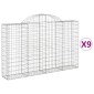 vidaXL Συρματοκιβώτια Τοξωτά 9 τεμ. 200x30x120/140 εκ. Γαλβαν. Ατσάλι