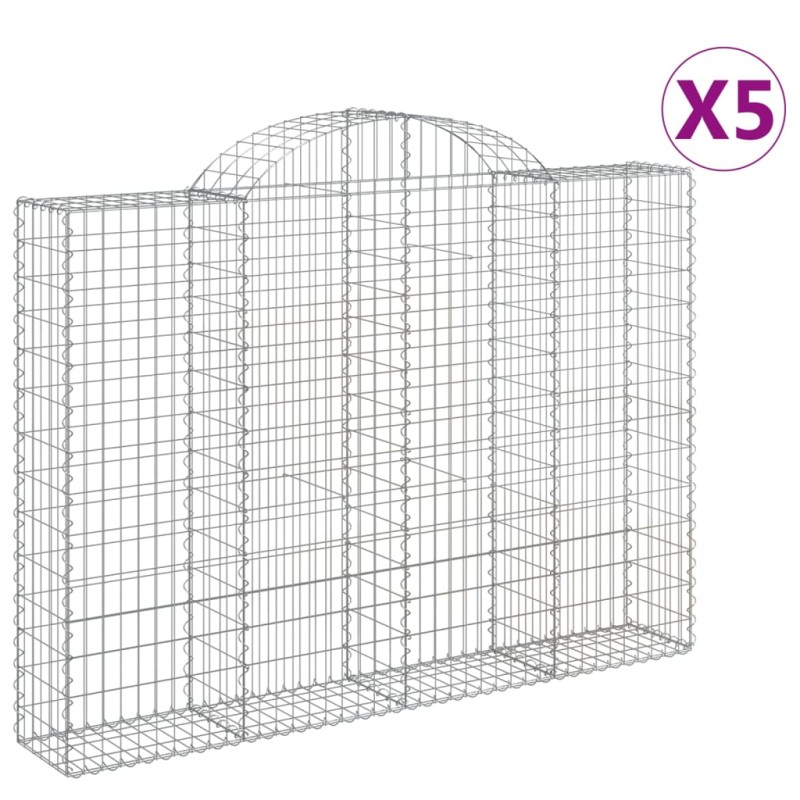 vidaXL Συρματοκιβώτια Τοξωτά 5 τεμ. 200x30x140/160 εκ. Γαλβαν. Ατσάλι