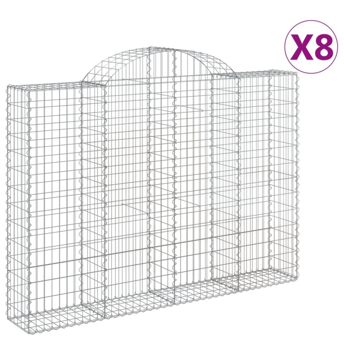 vidaXL Συρματοκιβώτια Τοξωτά 8 τεμ. 200x30x140/160 εκ. Γαλβαν. Ατσάλι
