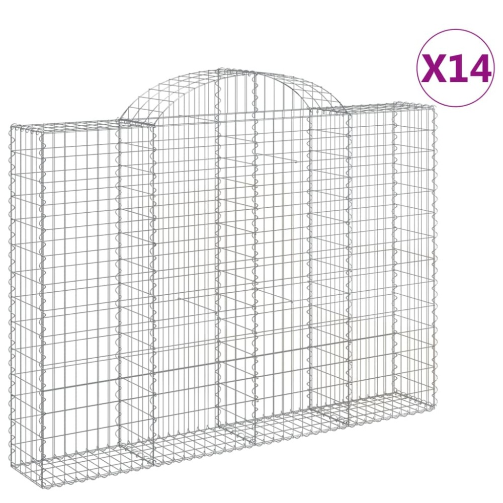 vidaXL Συρματοκιβώτια Τοξωτά 14 τεμ. 200x30x140/160 εκ. Γαλβαν. Ατσάλι