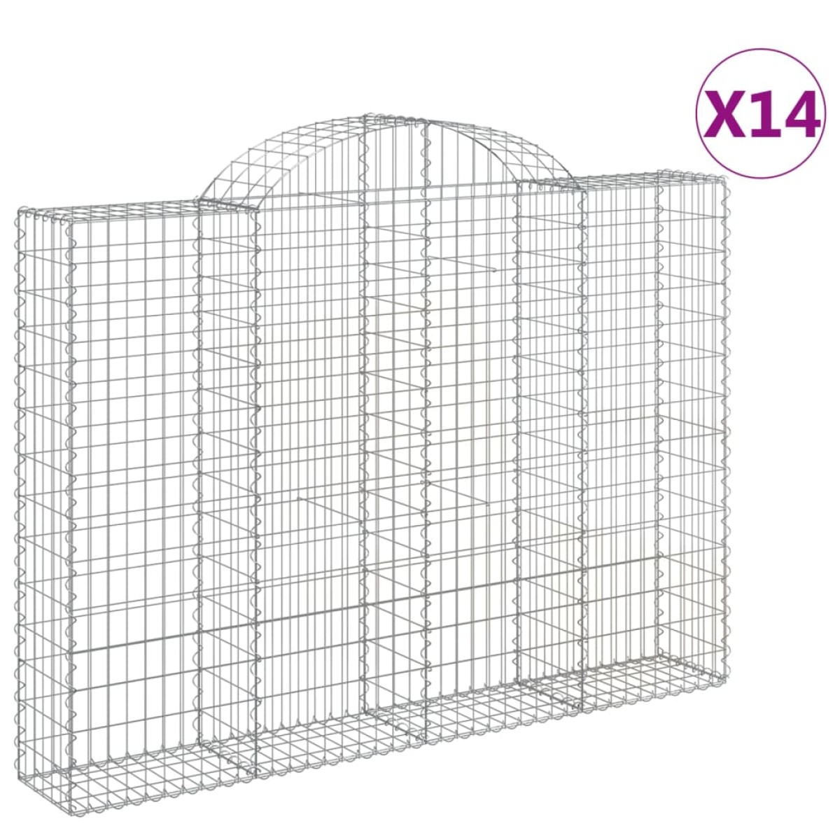 vidaXL Συρματοκιβώτια Τοξωτά 14 τεμ. 200x30x140/160 εκ. Γαλβαν. Ατσάλι