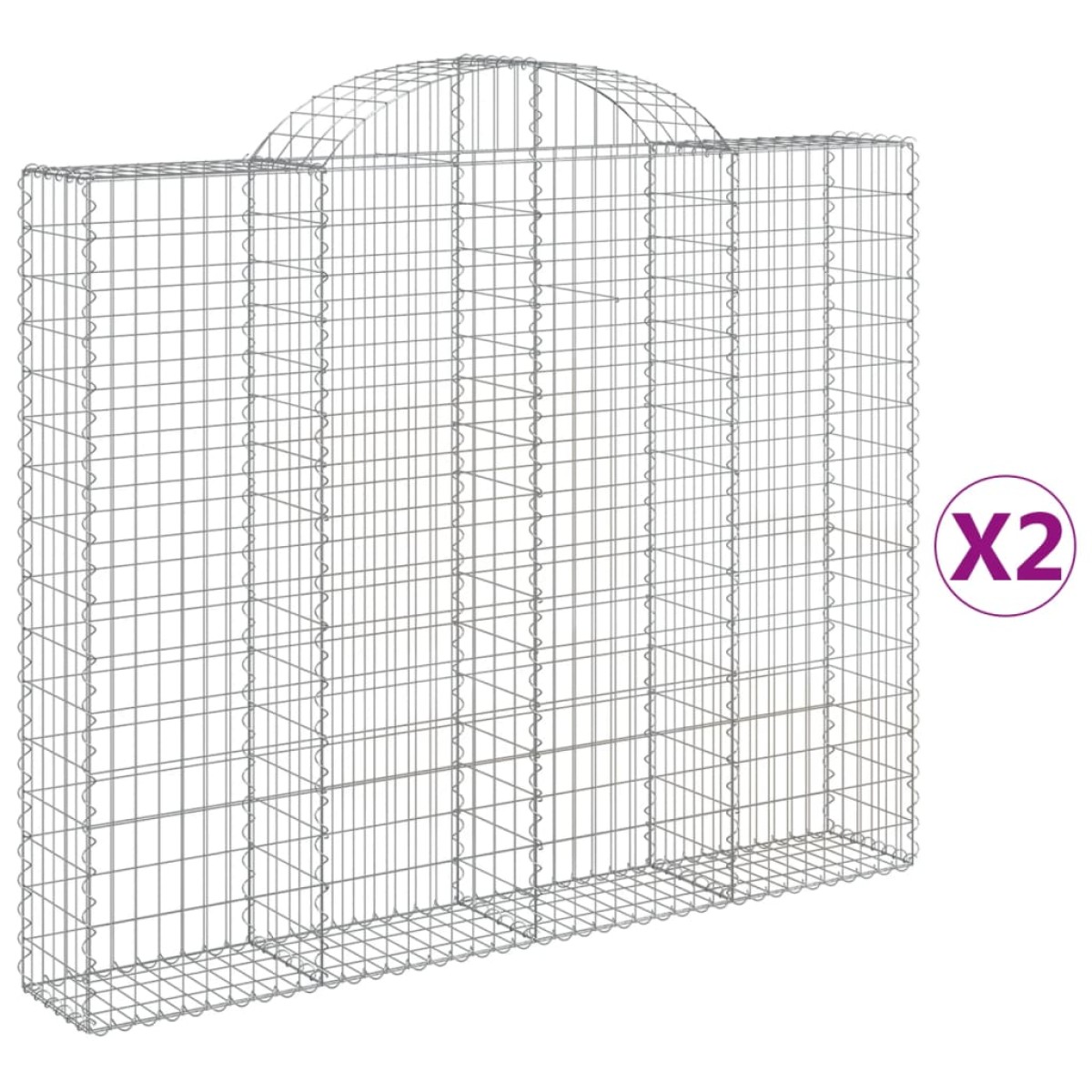 vidaXL Συρματοκιβώτια Τοξωτά 2 τεμ. 200x30x160/180 εκ. Γαλβαν. Ατσάλι