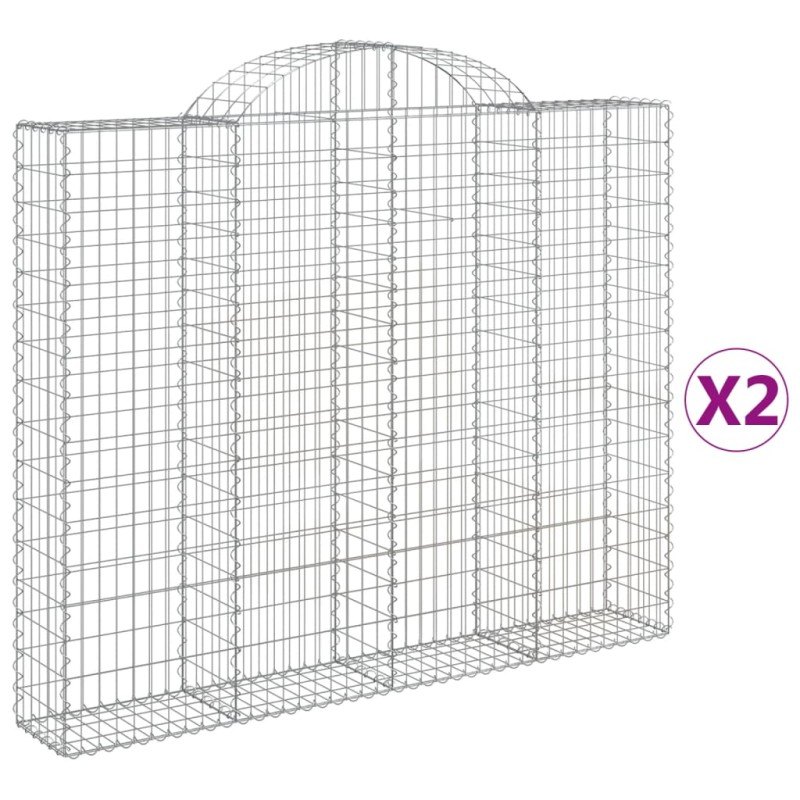 vidaXL Συρματοκιβώτια Τοξωτά 2 τεμ. 200x30x160/180 εκ. Γαλβαν. Ατσάλι