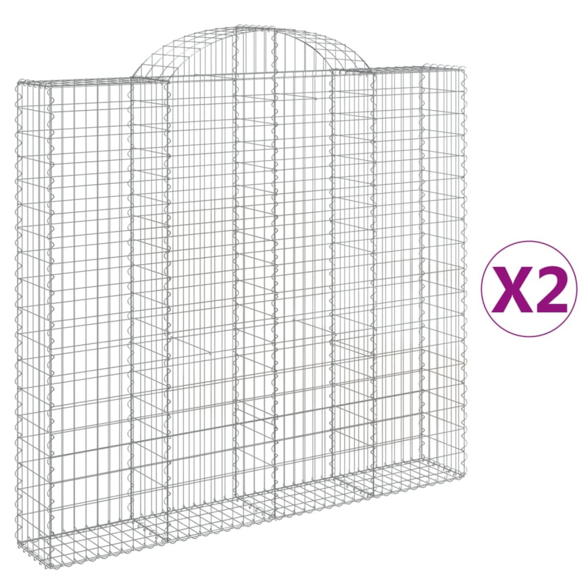vidaXL Συρματοκιβώτια Τοξωτά 2 τεμ. 200x30x180/200 εκ. Γαλβαν. Ατσάλι