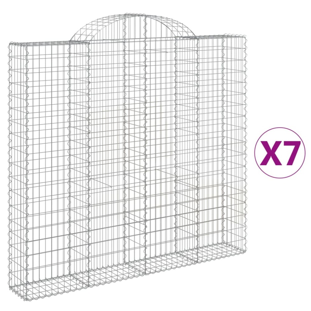 vidaXL Συρματοκιβώτια Τοξωτά 7 τεμ. 200x30x180/200 εκ. Γαλβαν. Ατσάλι