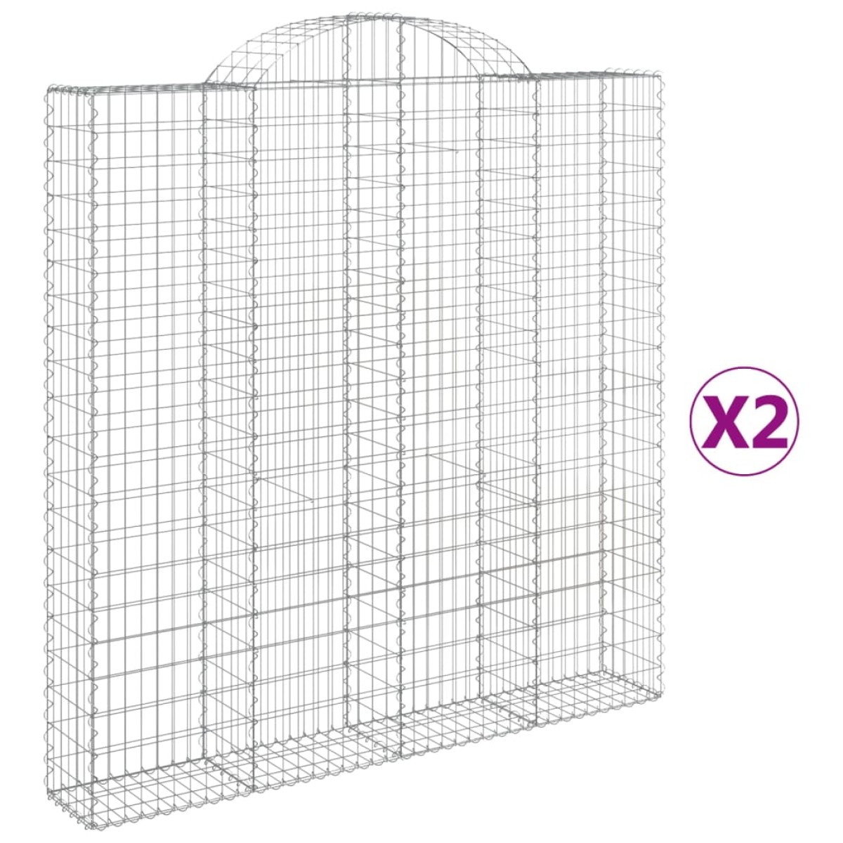vidaXL Συρματοκιβώτια Τοξωτά 2 τεμ. 200x30x200/220 εκ. Γαλβαν. Ατσάλι
