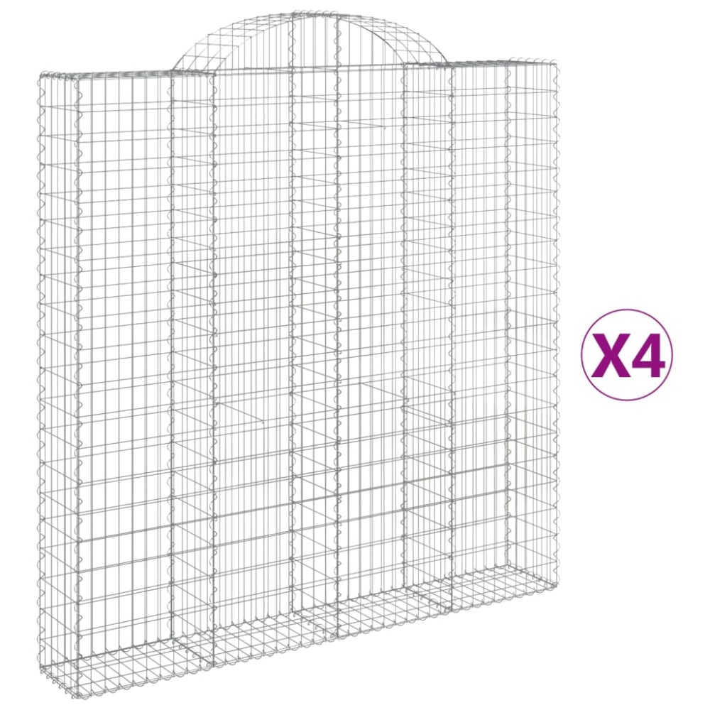 vidaXL Συρματοκιβώτια Τοξωτά 4 τεμ. 200x30x200/220 εκ. Γαλβαν. Ατσάλι