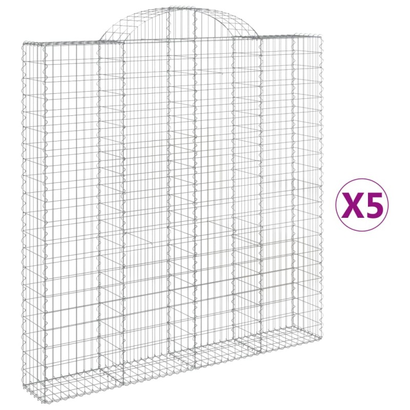 vidaXL Συρματοκιβώτια Τοξωτά 5 τεμ. 200x30x200/220 εκ. Γαλβαν. Ατσάλι