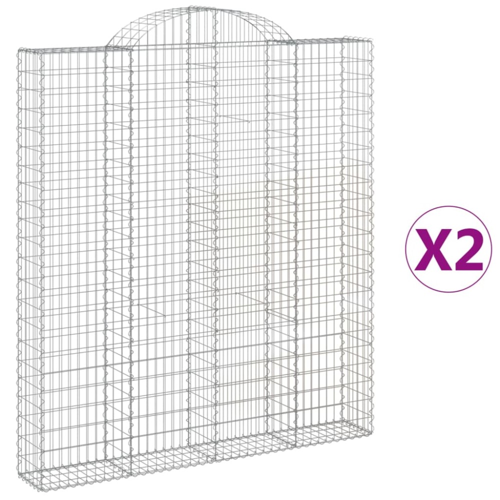 vidaXL Συρματοκιβώτια Τοξωτά 2 τεμ. 200x30x220/240 εκ. Γαλβαν. Ατσάλι