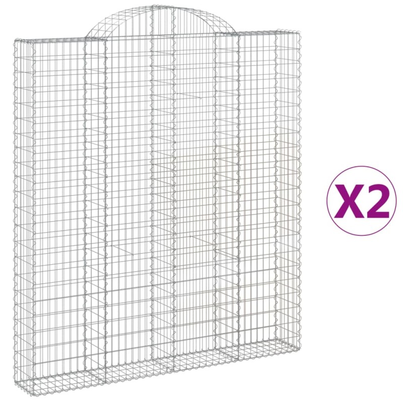 vidaXL Συρματοκιβώτια Τοξωτά 2 τεμ. 200x30x220/240 εκ. Γαλβαν. Ατσάλι